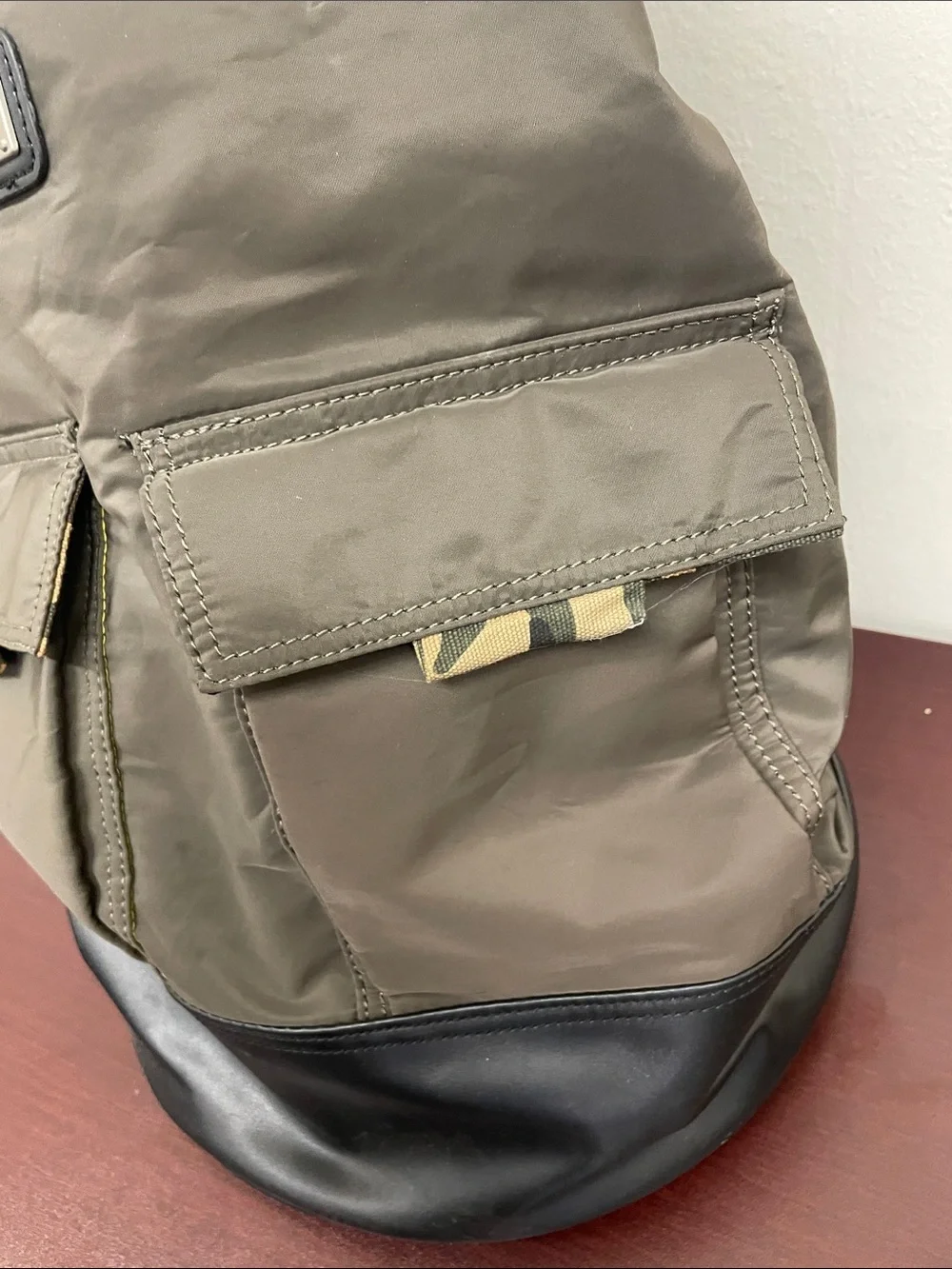Olive Nylon Backpack with Black Base by CARPISA